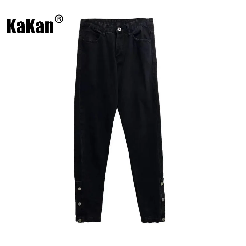 Kakan - New Side Breasted Jeans for Men, Summer High Street Hip Hop Straight Sleeve Loose Versatile Long Jeans K33