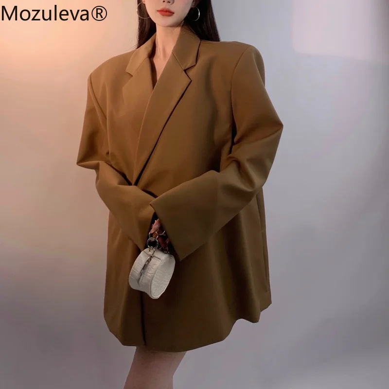 

Mozuleva 2022 Chic Korean Loose Women Blazer Spring Summer Single Buttons Female Oversized Suit Jacket Full Sleeve Outwear Coats