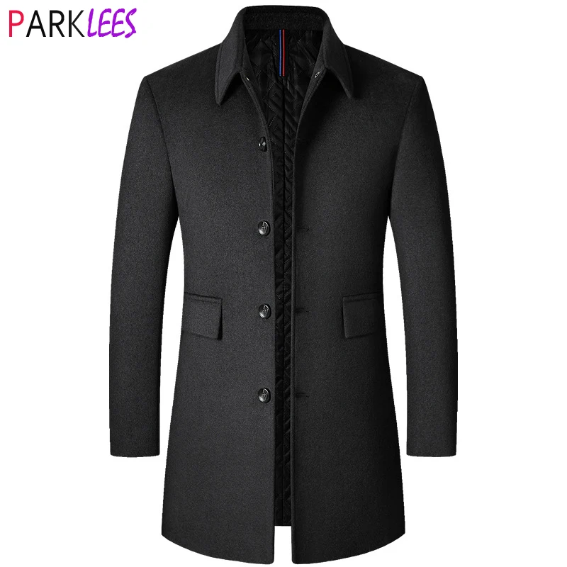 

Classic Long Wool Trench Coat Men 2022 Winter Brand New Slim Fit Woolen Peacoat Business Casual Cashmere Overcoat Manteau Homme