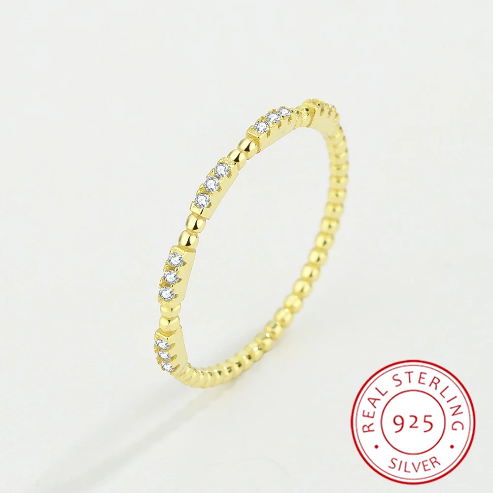 2022 NEW Classic 18K Gold Single Row Of Beaded Diamond Ring For Women Genuine S925 Silver Simple Engagement Bridal Gift Jewelry