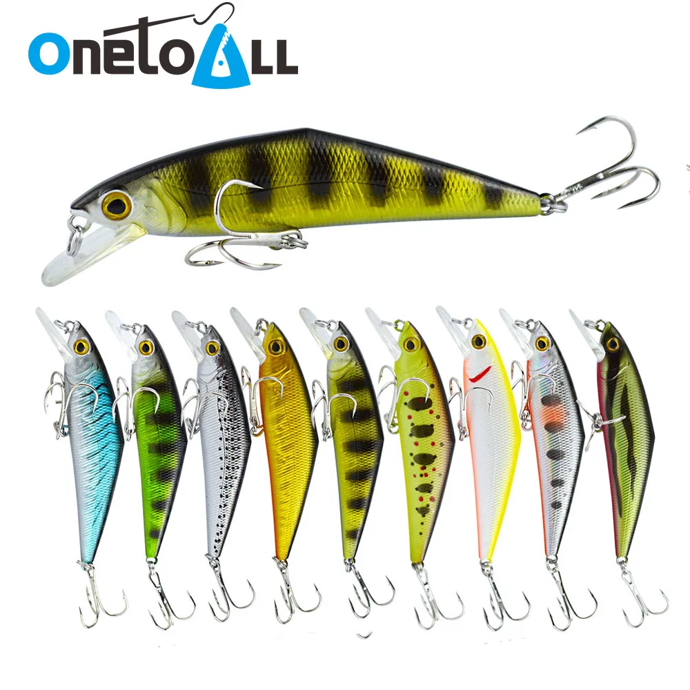 

OnetoAll 1 PC 85mm 15g 3D Eyes Minnow Plastic Fishing Lure Hard Bait Jigging Wobblers With Hooks Shad Bass Carp Swimbait Tackle