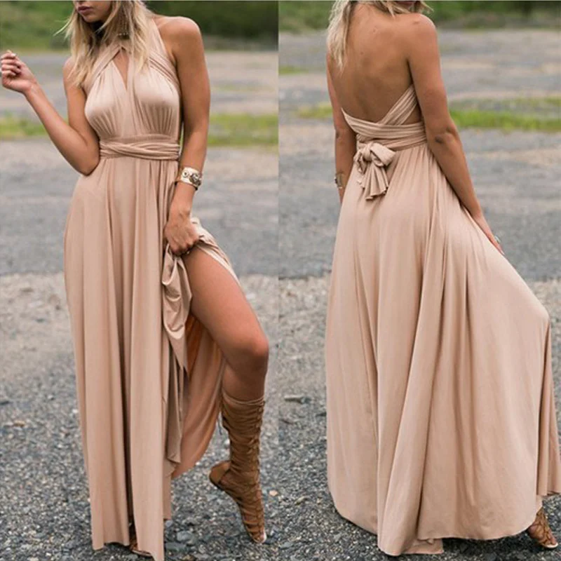 

wear Multi rope cross open back sexy bandage summer beach dress maxi elegant long tunic lace festa tops