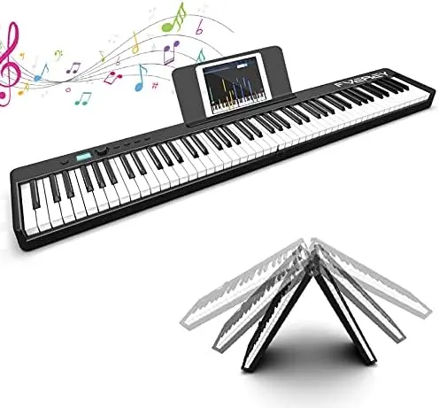 

Полноразмерная полуутяжеленная складная клавиатура FVEREY складное пианино, 88 клавиш, Блютуз, портативное электрическое пианино с подсветкой