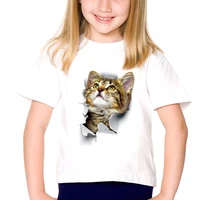new 2022 childrens animals 3d cats realistic print summer tops baby boy animal cute t shirt kids birthday present t shirt
