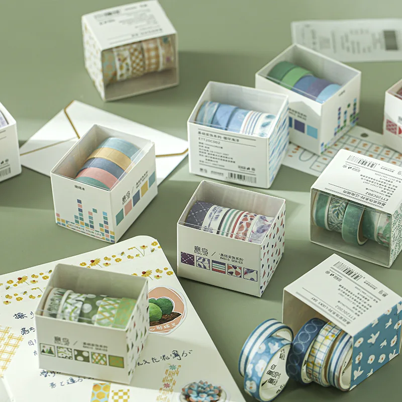 

5 Roll/Box Colorful Simple Washi Tape Scrapbook Design Journal Diary Decorative Paper Material Handmade Paper Tape Stationery