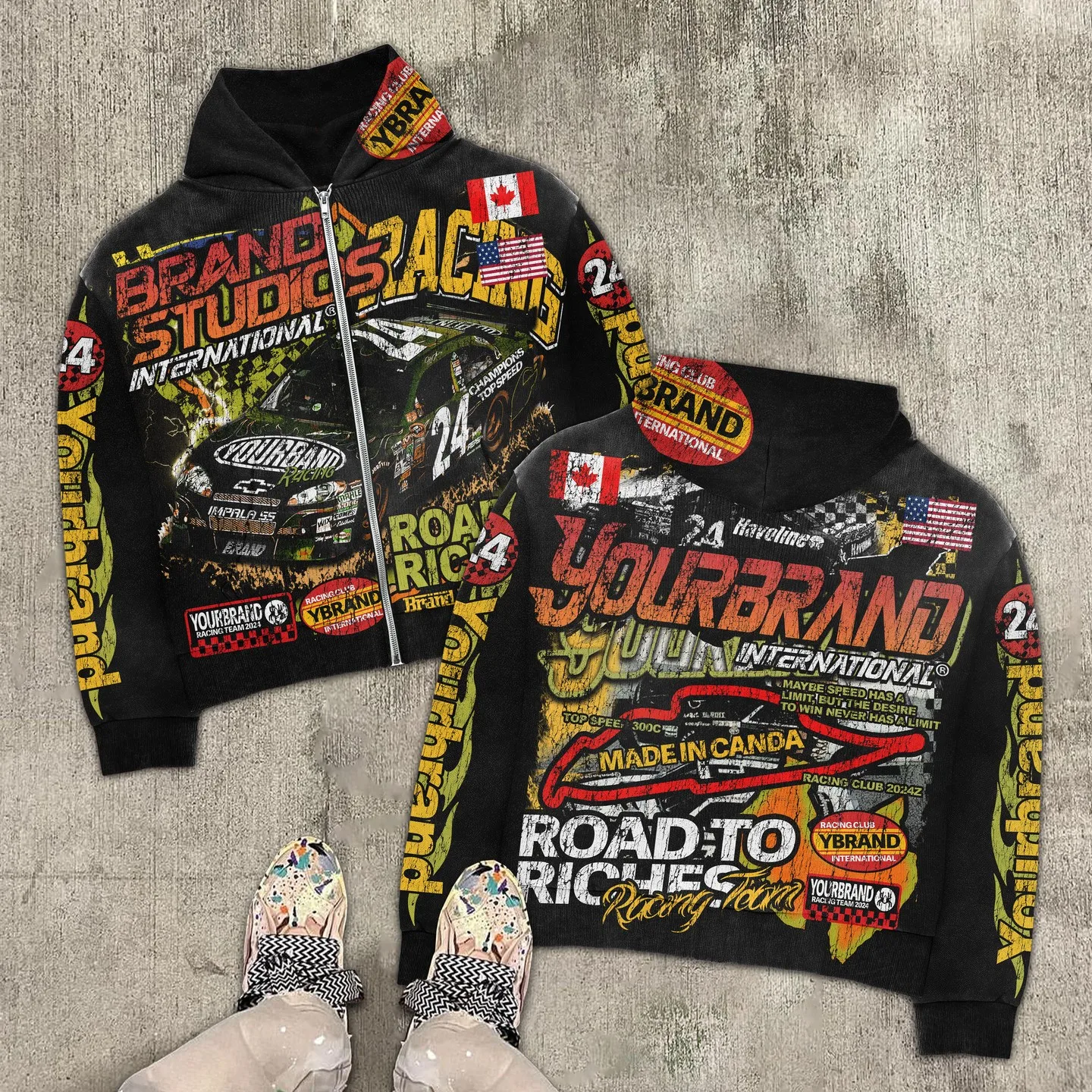 Худи женское в стиле хип-хоп с графическим принтом американского гоночного