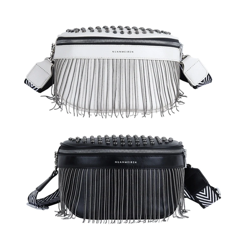 

Fashion Tassel Fanny Packs Crossbody Bag Women's Chest Bags PU Leather Waist Sling Phone Pouch with Adjustable Strap