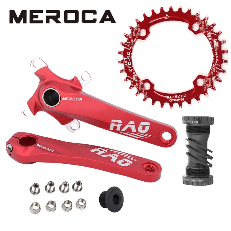 

MEROCA mountain bike parts parts crankset 104BCD positive and negative crankset / oval chain sprocket 32/34/36/38T crank