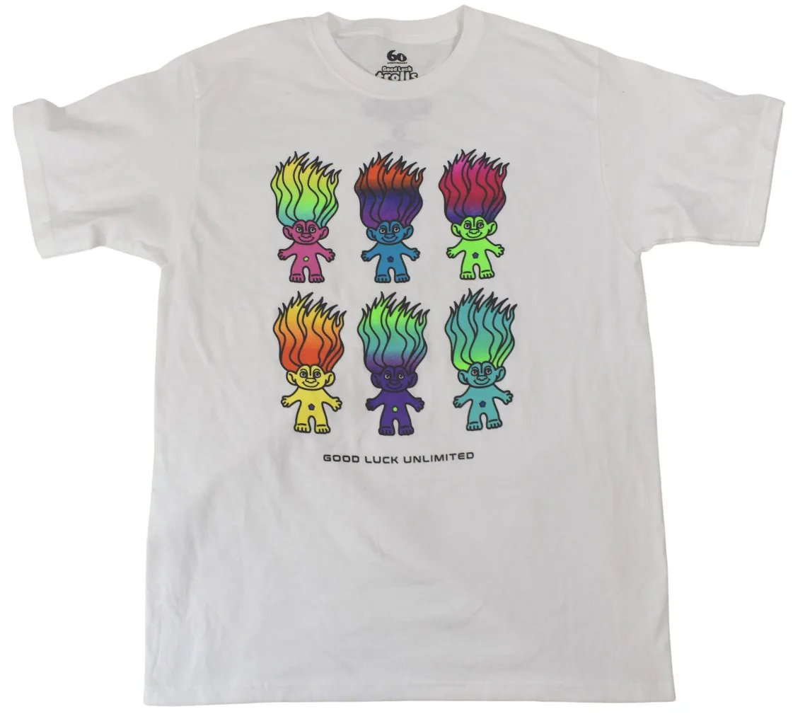 Белая футболка с изображением тролля хорошего счастья Размеры s M L Xl