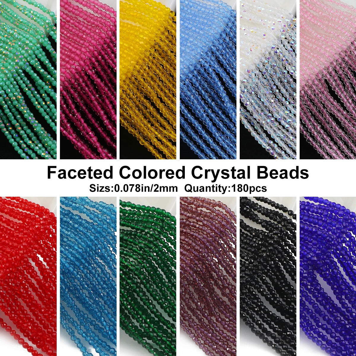 Бусины стеклянные граненые для бижутерии 2 мм 180 шт.