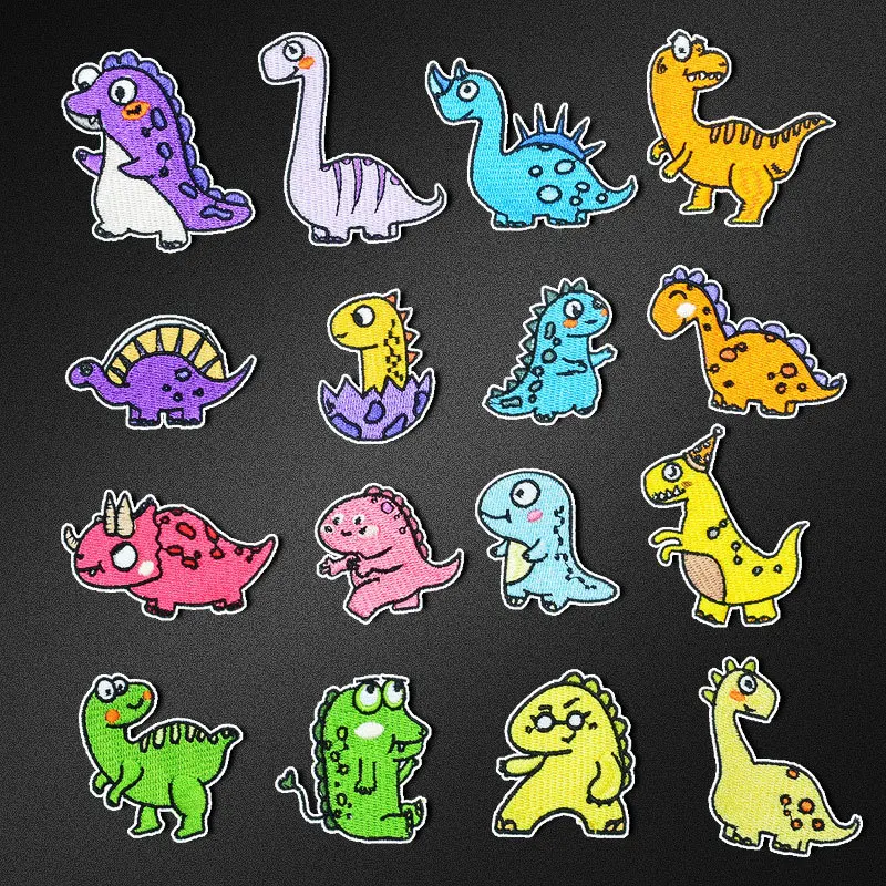 

lovely Jurassic Tyrannosaurus Rex Embroidery Dinosaur patches for children's clothing Anime iron patches Thermoadhesive badge