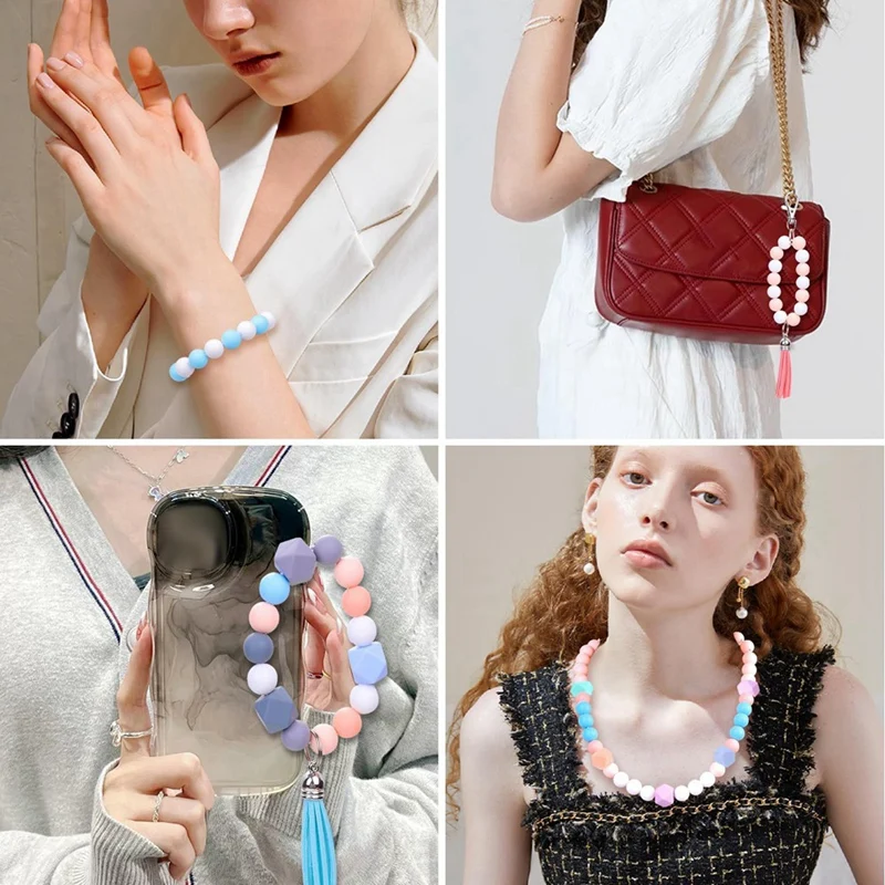 121 шт. силиконовые бусины для изготовления брелоков разноцветные россыпью