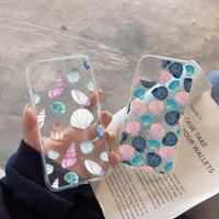 seashells cartoon pattern phone case transparent soft for iphone 12 11 13 7 8 6 s plus x xs xr pro max mini