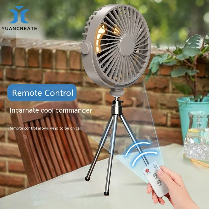 

Outdoor Camping Tripod Fan Remote Control Table Air Cooler 360° Rotation 3-speed Wind Wireless Celling Fans with Night Light