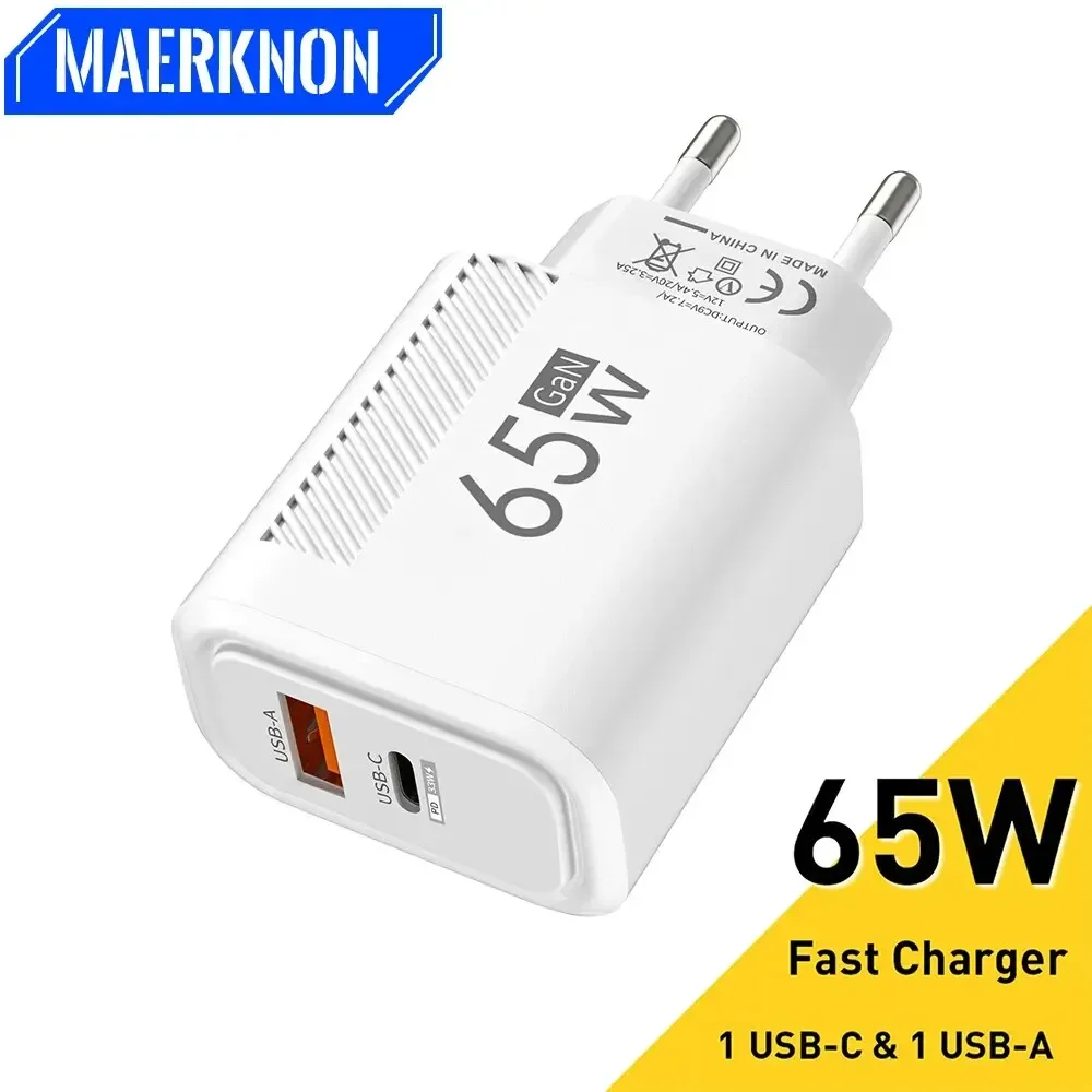 

65W USB C Charger GaN PD USB Type C Fast Charge Charger Quick Phone Charger Wall Adapter For iPhone 15 14 13 Pro Xiaomi Samsung