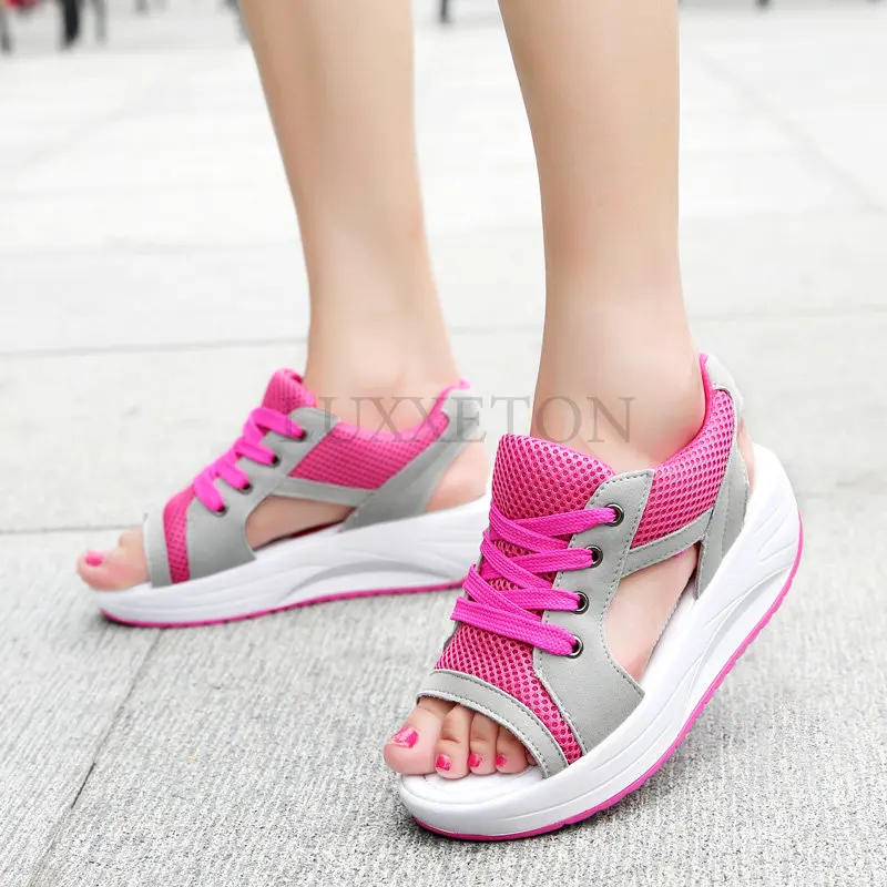 Women's Casual Open Toe Sport Sandals 2023 Summer Fashion Mesh Breathable Comfortable Chunky Sneakers Ladies Sexy Platform Shoes