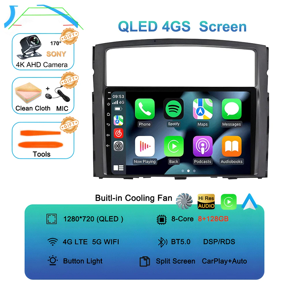 

Автомобильное радио Android 15 Carplay для Mitsubishi Pajero 4 V80 V90 2006-2014 Мультимедийный видеонавигатор Плеер GPS Стерео головное устройство