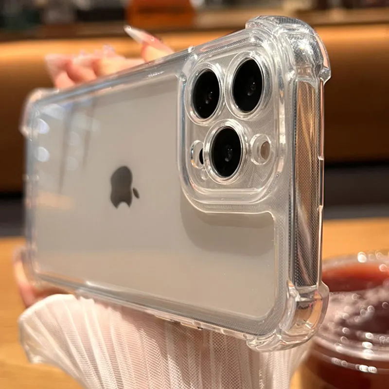 Роскошный противоударный Прозрачный чехол для телефона iPhone 14 13 12 11 Pro Max XR X XS 7 8 Plus, силиконовый бампер, Прозрачная Жесткая задняя крышка