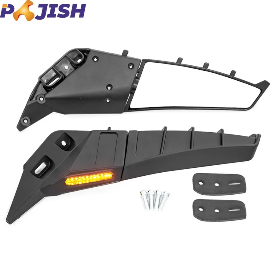 

Motorcycle Universal Wind Wing Mirror Adjustable Plastic Winglet for Side Mirror Motorbike Rearview Mirror with LED Turn Light