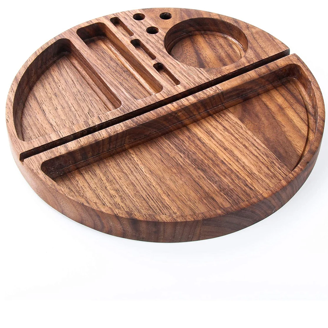 Wood Rolling Tray Black Walnut Smoking Paper Console Tobacco Herb Grinding Weed with 3 Slots | Дом и сад
