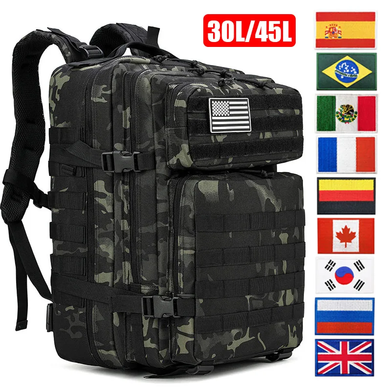

30L/45L Men Camping Backpacks 3P Camouflage Outdoor Tactics Spots Bag Add stickers High capacity Shoulders Trave30Ll Water Proof