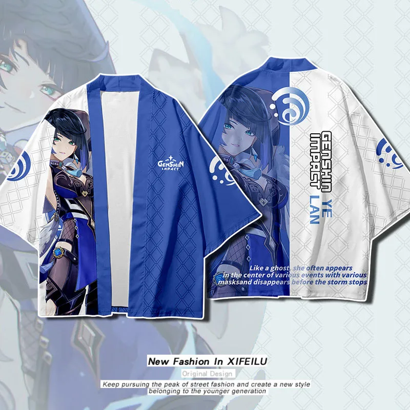 

Anime Game Genshin Impact Ye Lan Hooded T-Shirt Shorts Cosplay Costume Student Summer Unisex Loose Haori Shirt Shorts Tops