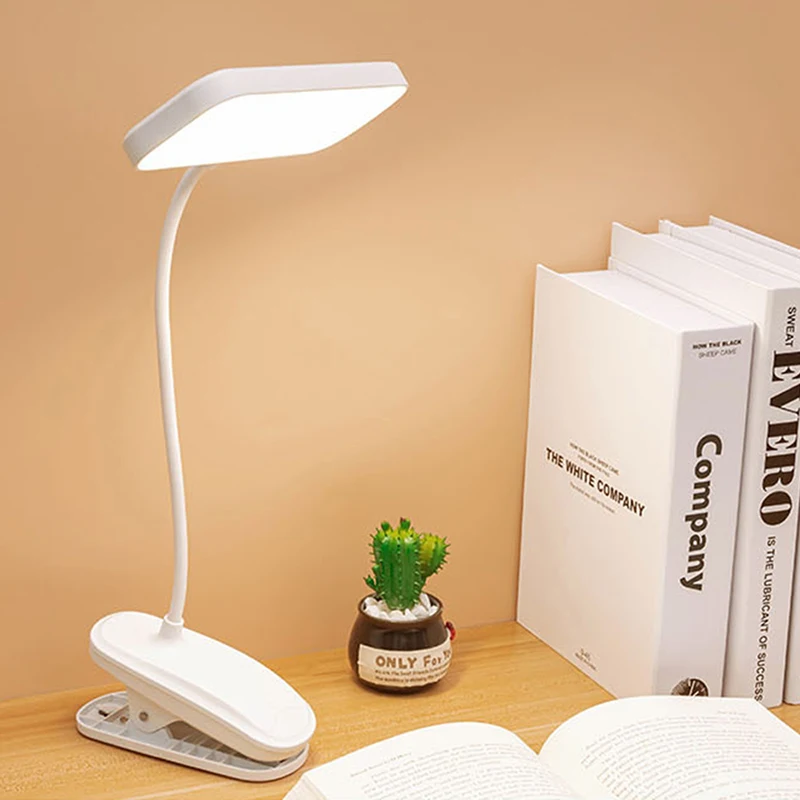 

Desk Lamp With Stepless Clip Lamp Office Led Reading For Study Bedside Dimming Work Flexible Table Light Night Rechargeable 360°