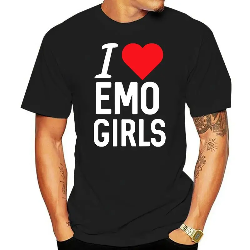 

100% Cotton I LOVE HEART EMO GIRLS Funny Men's Novelty T-Shirt Women Casual Streetwear Soft Tee Fashion Gift Summer EU Size