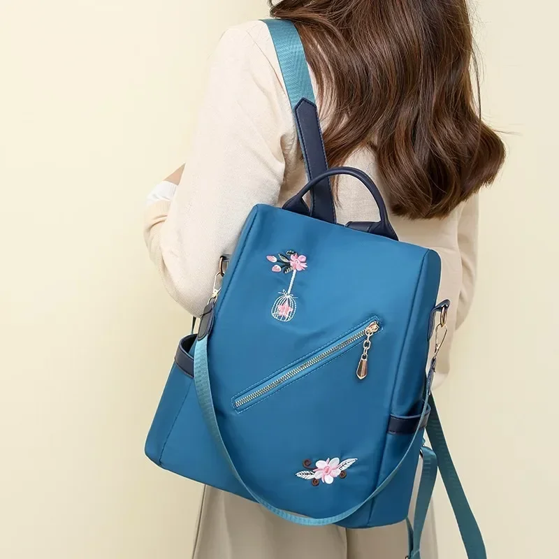 Нейлоновые повседневные женские модные рюкзаки с вышивкой большая вместимость