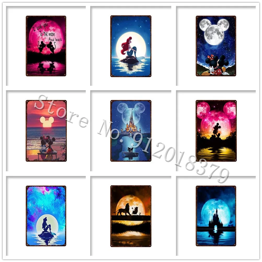 Металлический жестяной знак Disney мультяшный Микки Маус Принцесса Диснея Король