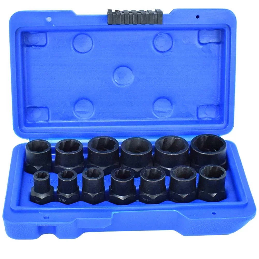 

13PCS Nut Extractor Socket Impact Bolt Nut Screw Remover Tool Set Socket Wrench Universal Sockets With Storage Case