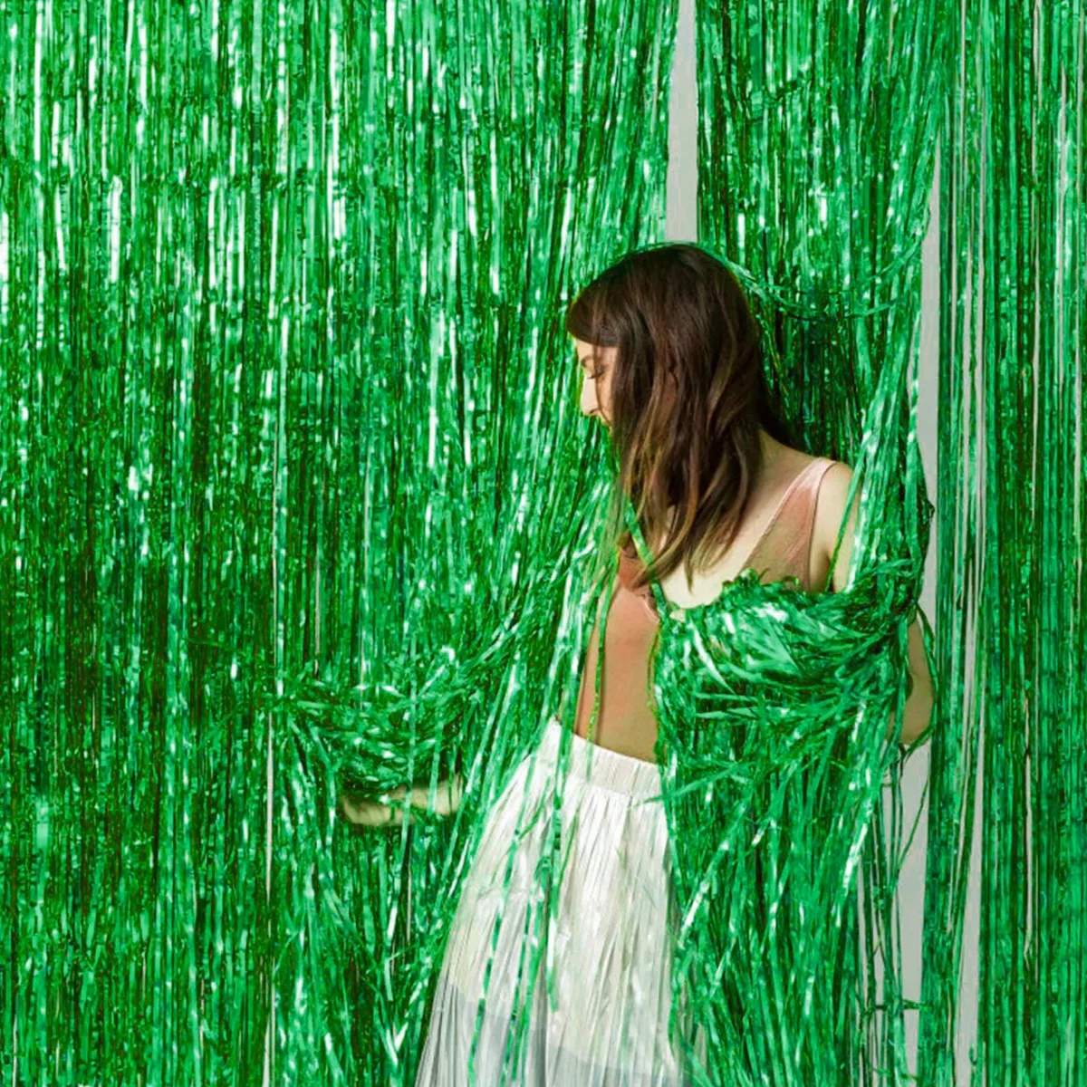 2 шт. светло-зеленый дождевой шелковый занавес с кисточками сафари в джунглях