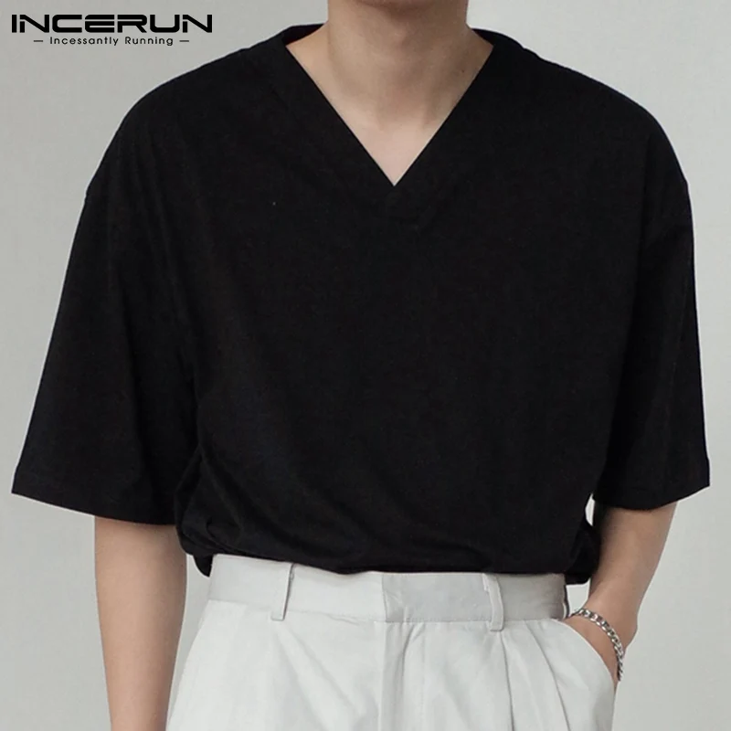 

Модная Повседневная Новая мужская однотонная подходящая ко всему футболка, повседневная распродажа, свободная Удобная футболка с длинным ...