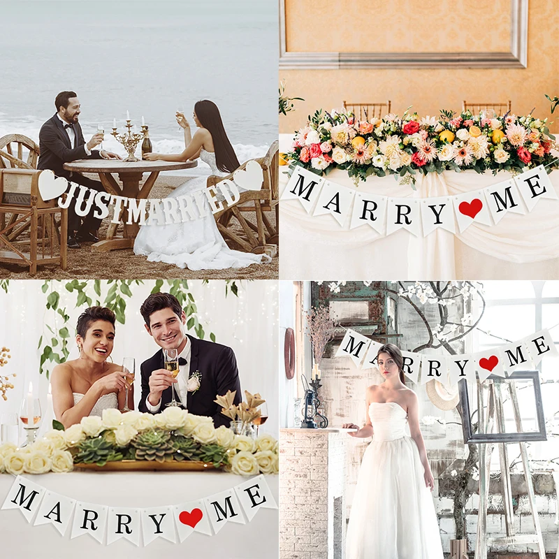 Только что заженный баннер мистер миссис белые буквы Бумажная гирлянда для