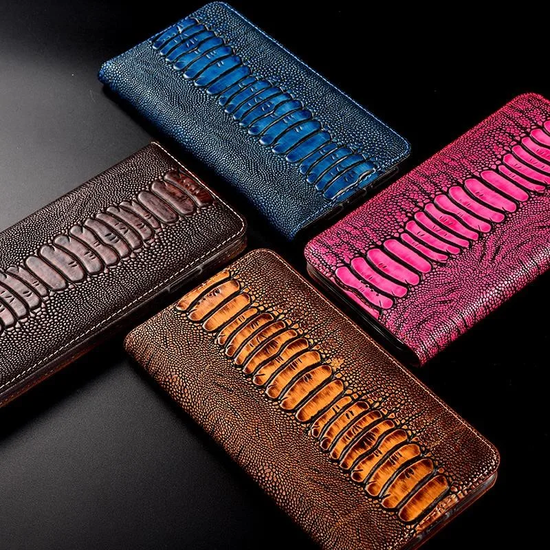 

Ostrich Genuine Leather Case For Asus Zenfone 9 6 7 Pro 8 Flip Rog Phone 2 3 5 5s 6 6D Pro Ultimate Crocodile Leather Flip Cover