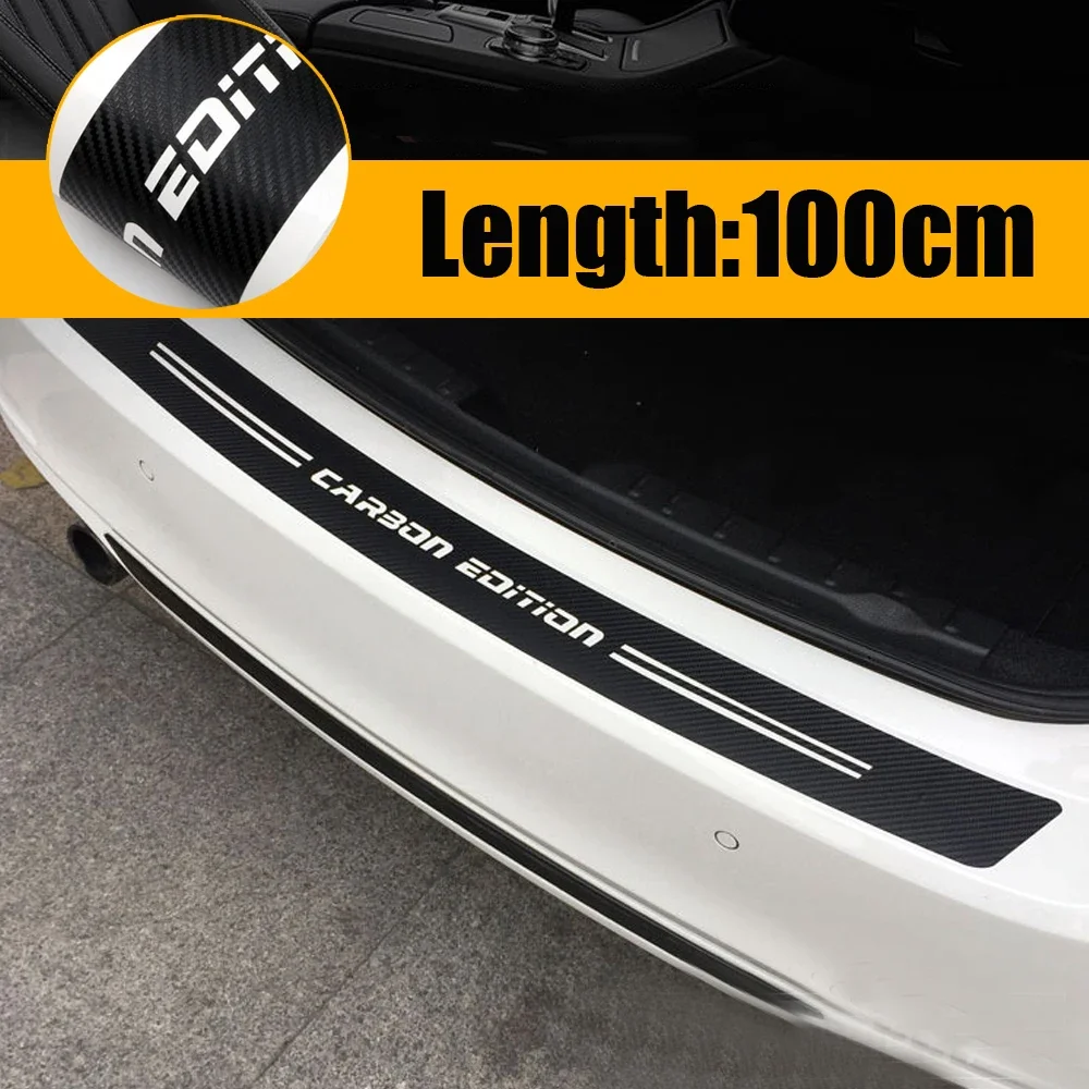 

1Pc Universal Black Auto Carbon Fiber Rear Trunk Bumper Guard Decal Sticker Anti Scratches Moulding Trim External Accessories