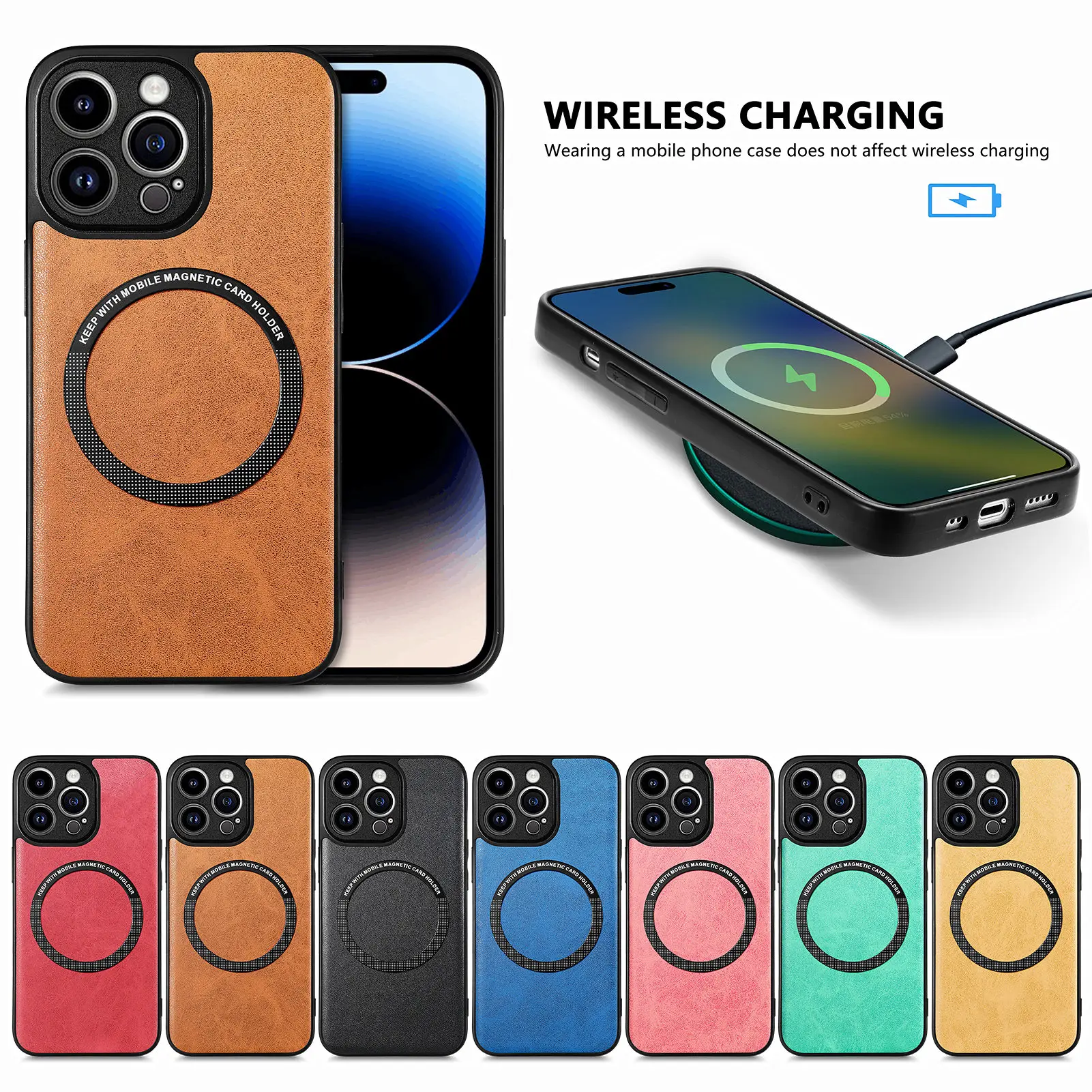 Магнитный чехол с беспроводной зарядкой для iPhone 15 14 13 12 Mini 11 Pro XS Max XR X 8 Plus SE 2022 2020