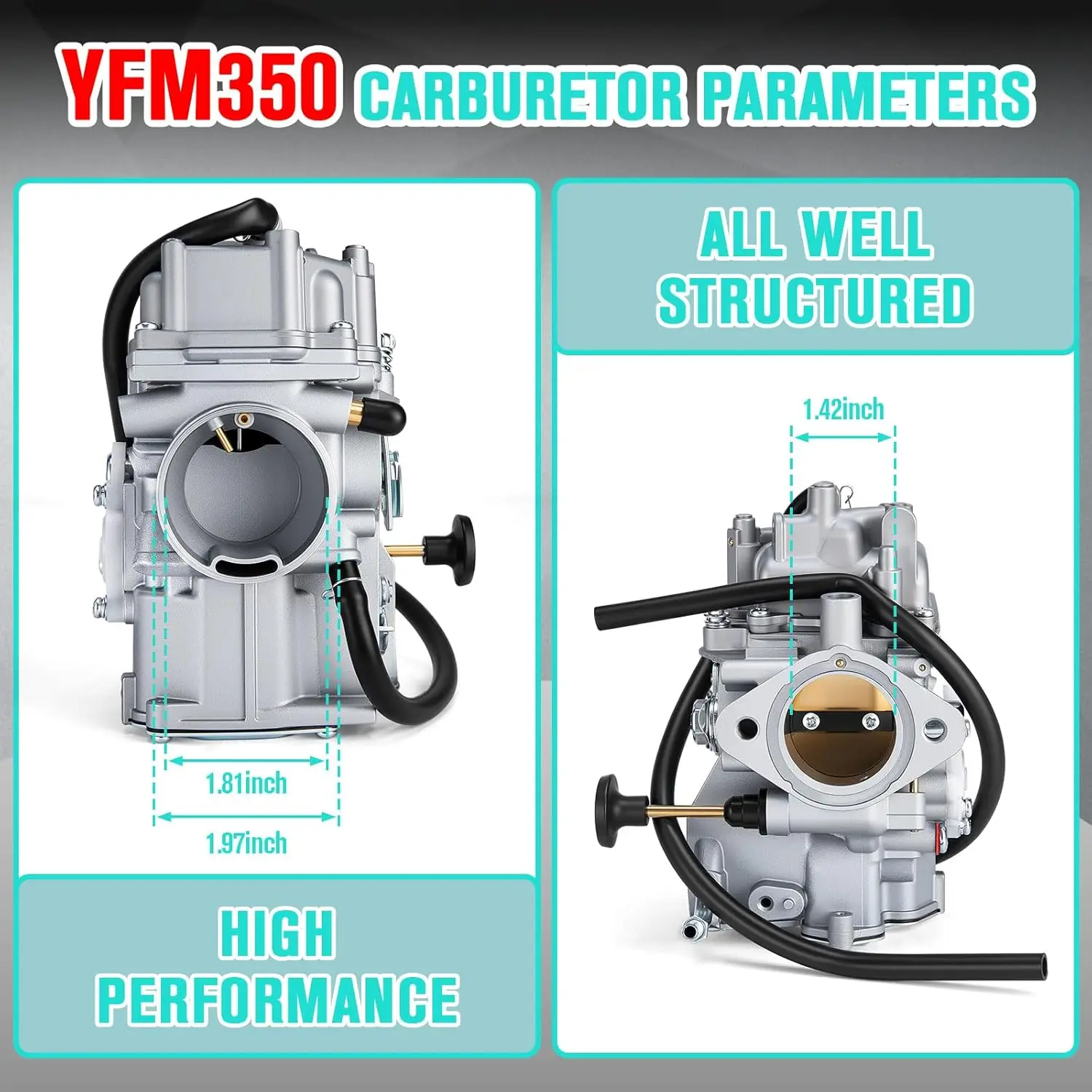 Фото Карбюратор для YFM350, совместимый с Yamaha 1987-1990 и 1992-1995 Moto-4 350, YFM350/1987-2004 Warrior 350, YFM350/1987-1998 Big №5