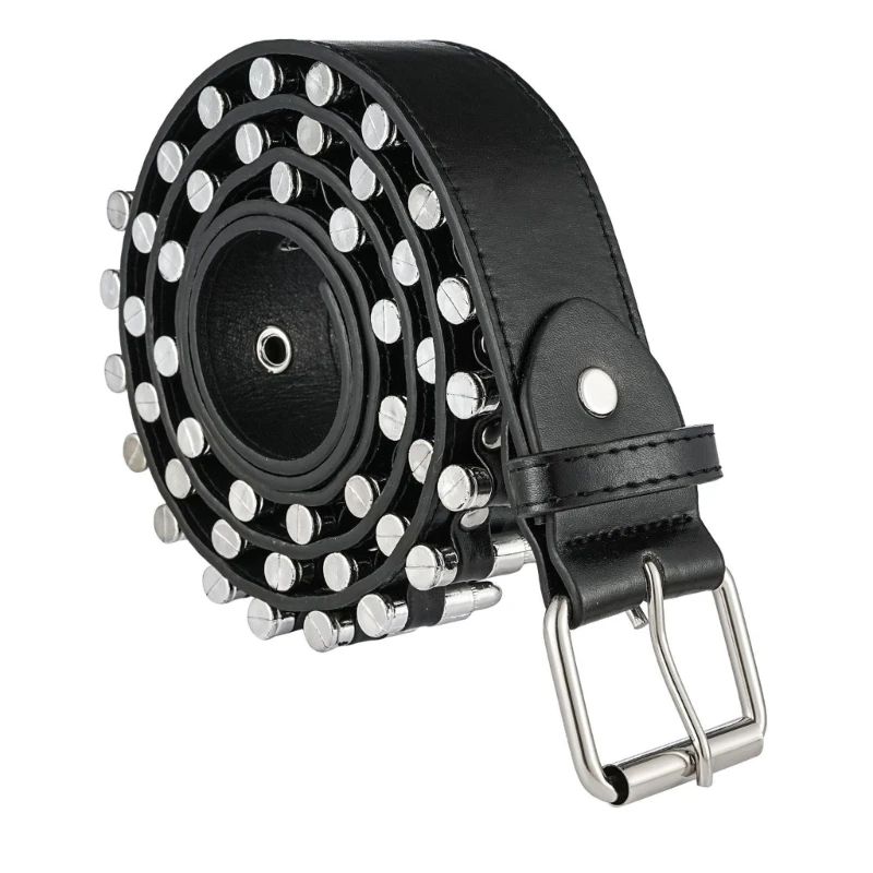 

Fashion Girls Women Waist Belt with Alloy Rivet Decor Pin Buckle Coat Waistband
