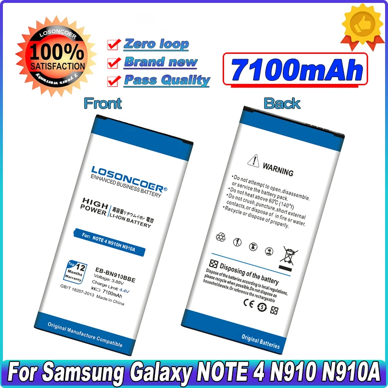 Аккумулятор для Samsung Galaxy Note 4, 7100 мАч, Note4 N910H N910A N910C N910F N910W N910P N910T N910FQ N910X