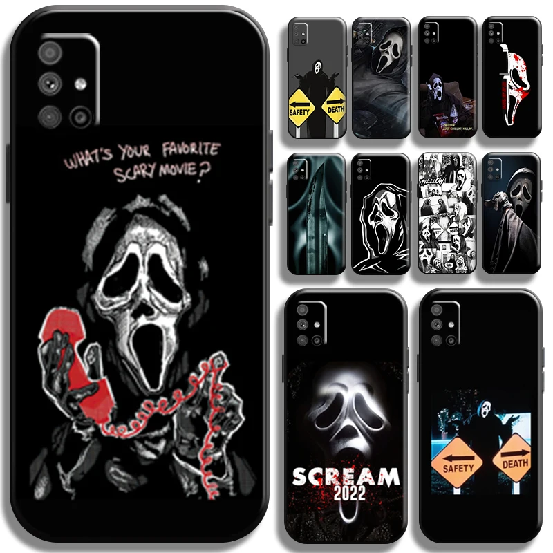 

Ghostface Horror Scream Art Pattern For Samsung Galaxy M51 Phone Case Full Protection TPU Liquid Silicon Coque Black Back Soft