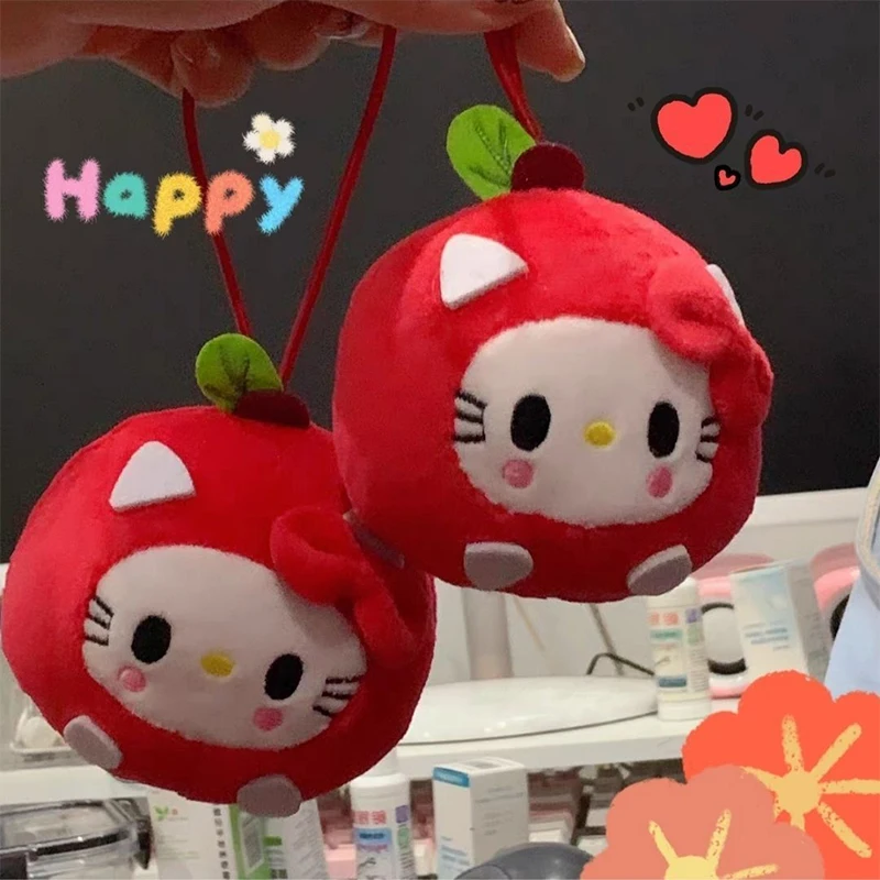 

7 см аниме Sanrio фигурка плюшевая кукла Игрушка Голова яблока Hello Kitty Kawaii плюшевый брелок сумки подвеска Украшение подарок на день рождения