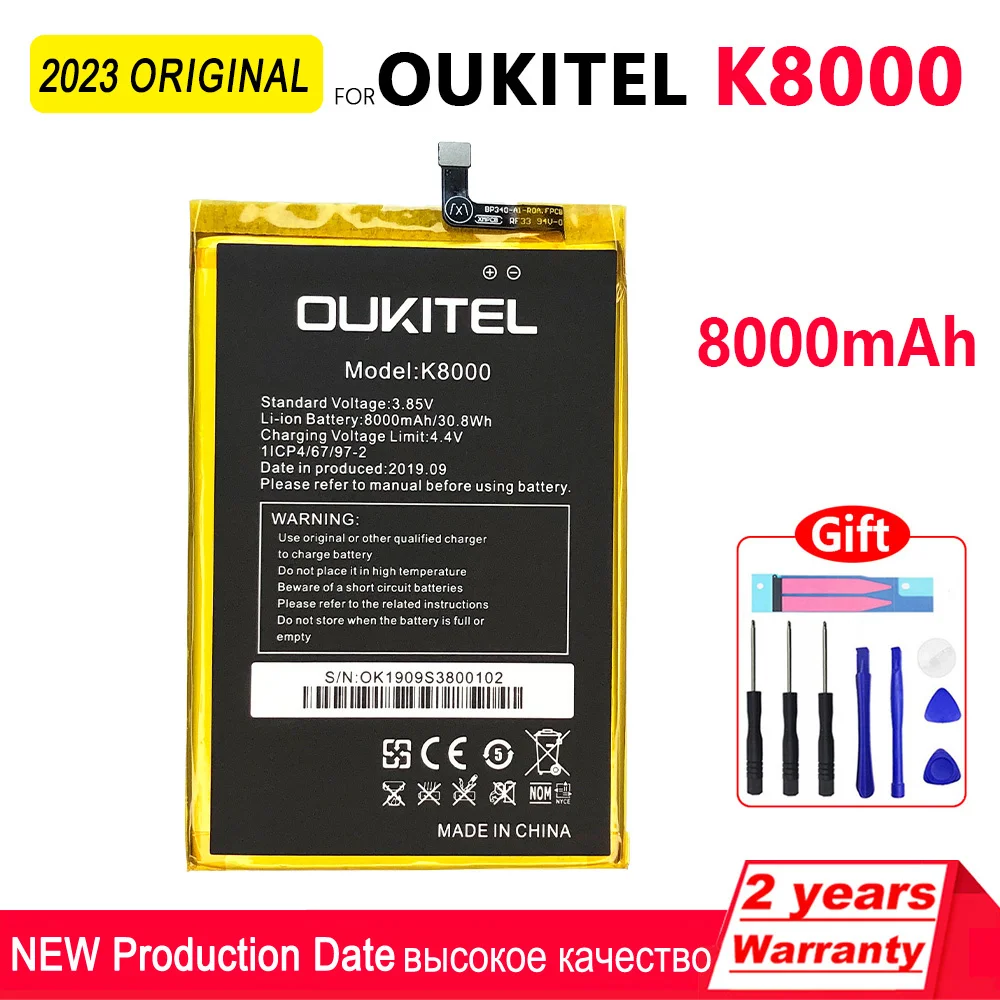 

100% Original 8000mAh K8000 Rechargeable Battery For Oukitel K8000 Phone High quality Batteries With Tool+Tracking Number