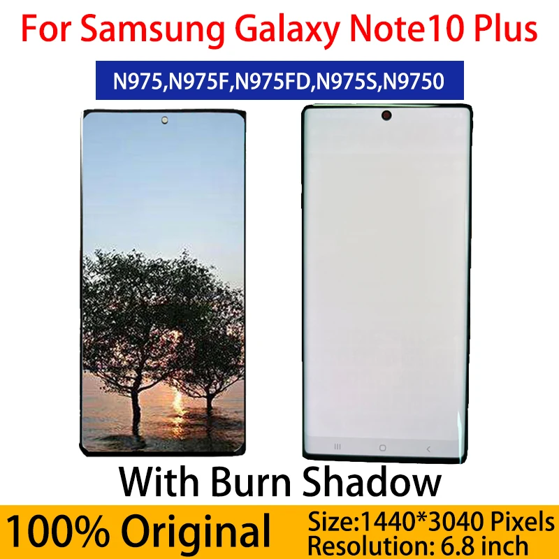 

Оригинальный AMOLED-экран note10 + с ожогом тени для Samsung Galaxy ЖК-дисплей note 10 Plus дисплей N975 сенсорный экран дигитайзер N975F