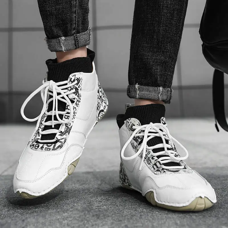 

Кеды мужские высокие, Вулканизированная кожа, роскошные брендовые теннисные кроссовки, повседневная обувь