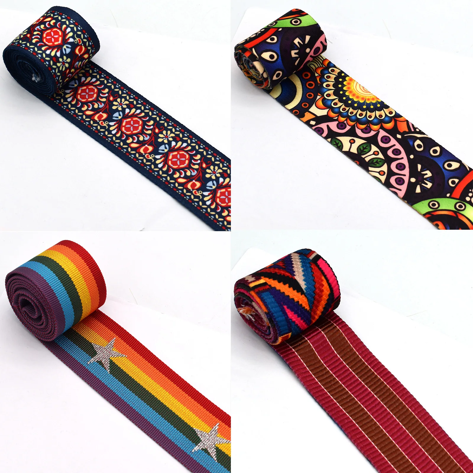1.97Colorful Stripe Webbing 1.5mm THK Sewing Ribbon Multi-Purpose Narrow Pet Collar Purse Handbag Belt Making DIY DEeractions