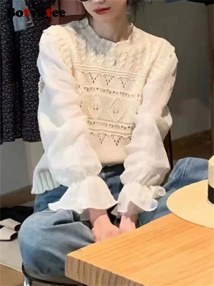 Женская кружевная рубашка NMZM осень/зима повседневная женская с вырезами модная