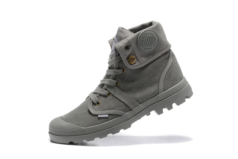 

PALLADIUM Men's Sneakers Army Military Ankle boots Turned-over Edge Grey Color Canvas Casual Shoes Anti-Slip Shoes Size 40-45