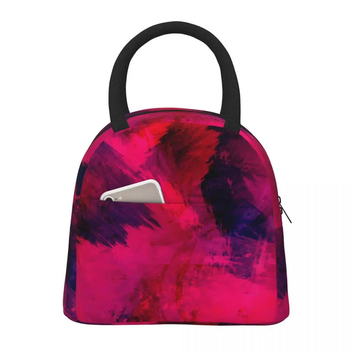 

Женская сумка для обеда с принтом кисти, красная абстрактная картина, коробка для обеда, забавная сумка-холодильник для путешествий, переносные Теплые сумки-тоут из ткани Оксфорд