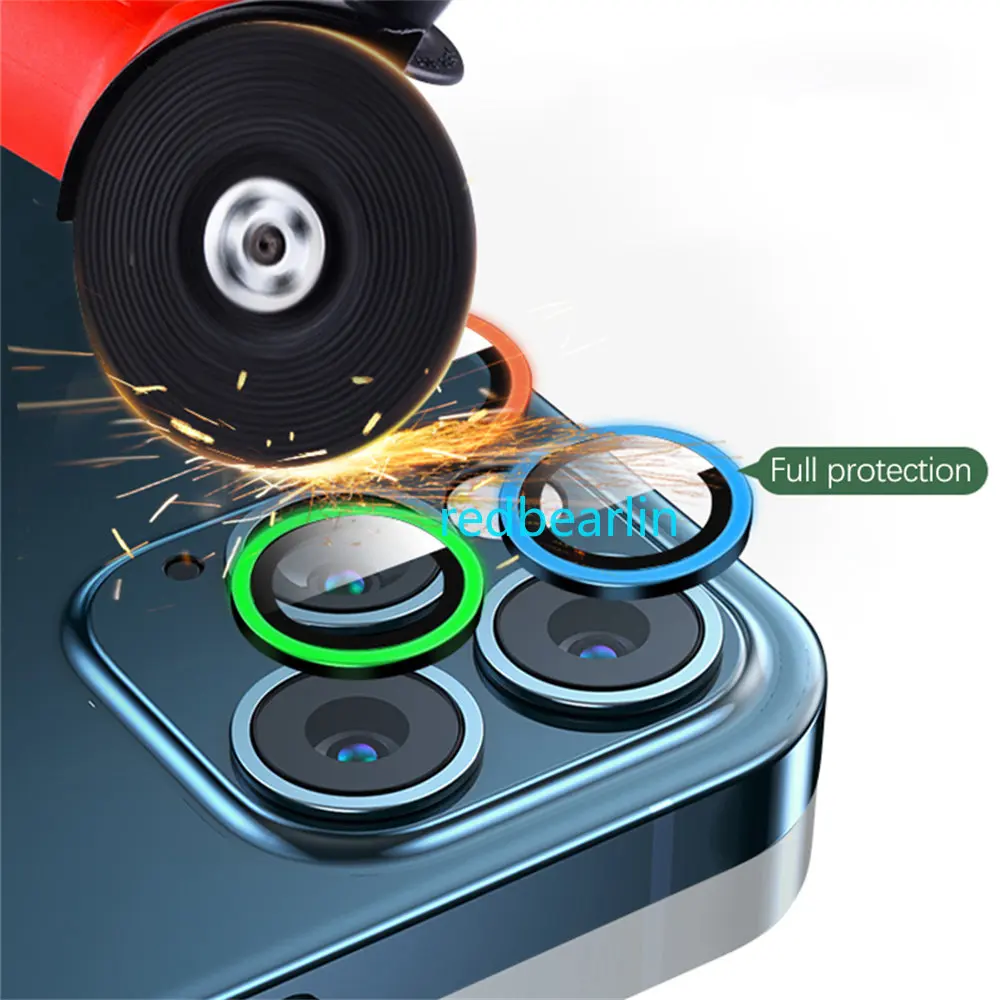 100pcs Luminous Camera Ring Protector Film For iPhone 14 13 12 Pro Max 11 Back Lens Tempered Glass Protective Cover